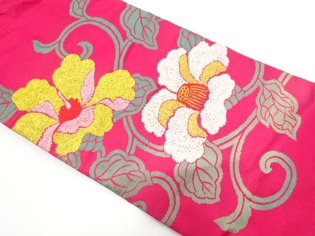 JAPANESEKIMONO / ANTIQUE CAMELLIA / ARABESQUE PATTERN WOVEN NAGOYA OBI